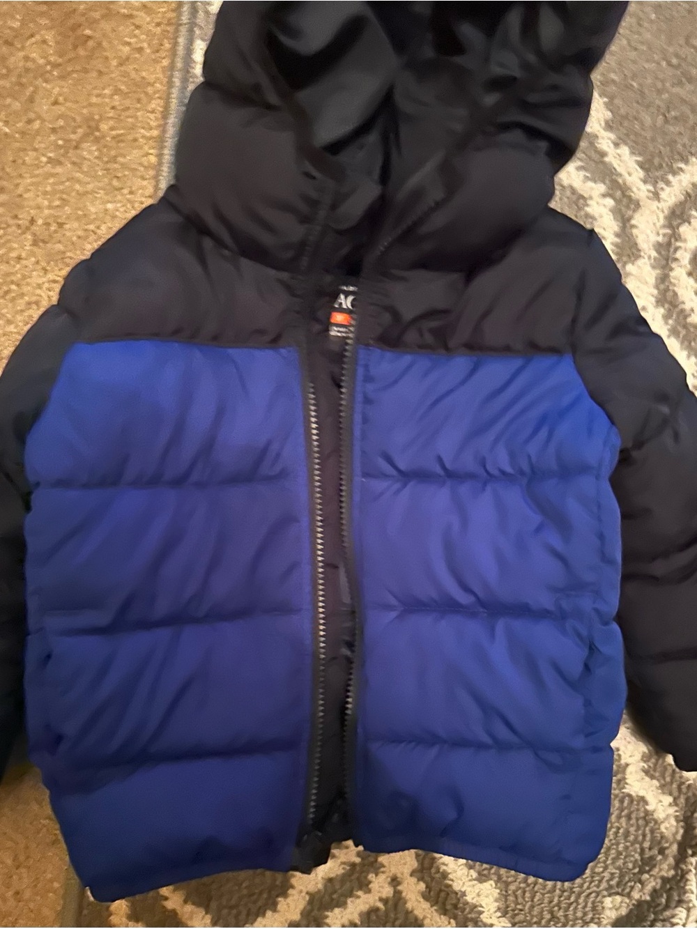 Kids The Children’s Place Blue and Black Puffer Jacket with Hood